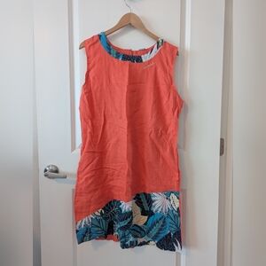 NWT Carambole Madagascar Shift Dress Tropical Coral Size L
